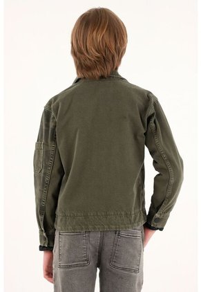 Chaqueta Verde Con Bolsillos Delanteros Para Niño