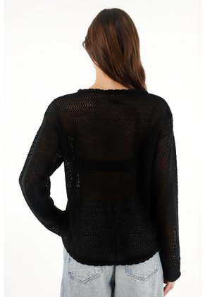Tennis Buzo En Tejido Abiero Con Diseño De Flores Negro Para Mujer