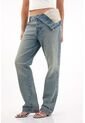 Tennis Jean Recto De Tiro Medio Con Doblez En Pretina Azul Para Mujer de Tennis