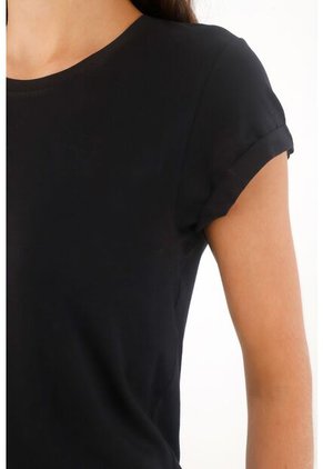 Tennis Camiseta Cuello Redondo Negra Para Mujer