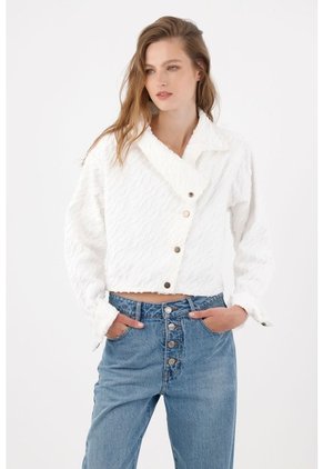Tennis Chaqueta Con Textura En Relieve En Algodón Blanco Para Mujer