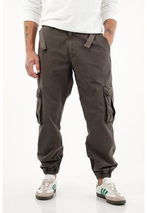 Pantalón Tipo Jogger Con Bolsillos Cargo Café Para Hombre