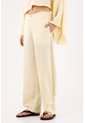 Tennis Pantalón Pierna Ancha Con Caída Fluida En Lino Amarillo Para Mujer de Tennis