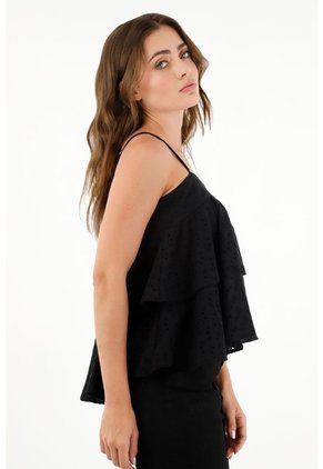 Tennis Camisa Negra En Ojalillo Para Mujer