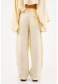 Tennis Pantalón Pierna Ancha Con Caída Fluida En Lino Amarillo Para Mujer de Tennis