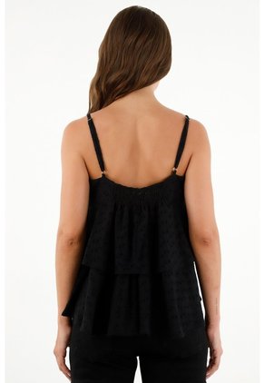 Tennis Camisa Negra En Ojalillo Para Mujer