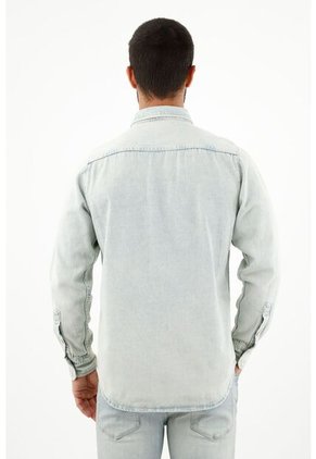 Tennis Camisa Con Bolsillo De Parche Azul Para Hombre