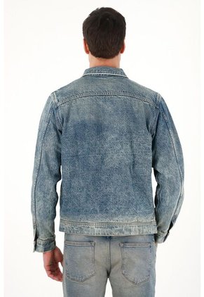 Tennis Chaqueta En Denim Con Bolsillos De Tapa Para Hombre