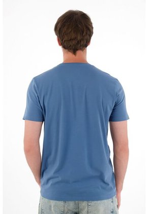 Tennis Camiseta Con Raqueta Estampada Azul Para Hombre