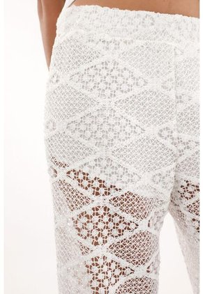 Tennis Pantalón Wide Leg En Tejido Abierto Crudo Para Mujer