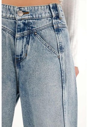 Tennis Jean Wide Leg De Tiro Alto Azul Para Mujer