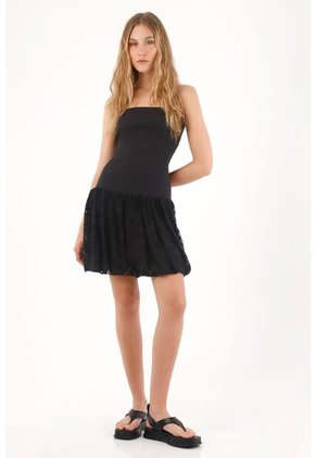 Tennis Vestido Corto Strapless Negro Para Mujer