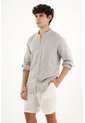 Tennis Camisa Manga Larga Gris En 100% Lino Para Hombre de Tennis