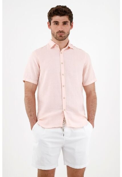 Camisa En Lino Rosada Para Hombre