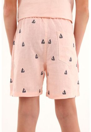 Bermuda Rosada Con Bordado De Veleros Para Niño