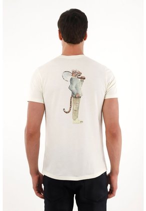Tennis Camiseta Con Cuello Redondo Estampada Crudo Para Hombre
