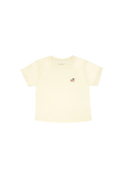 Camiseta Básica Con Bordado De Patineta Para Niña