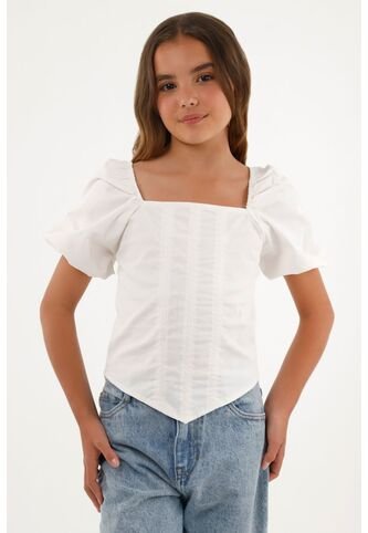 Camisa Crudo Con Pico En Frente Para Niña Tennis