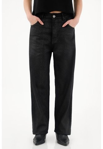 Tennis Pantalón Con Efecto Resinado Animal Print Negro Para Mujer Tennis