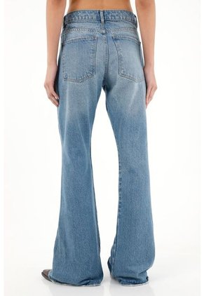 Tennis Jean Flare De Tiro Medio Azul Para Mujer