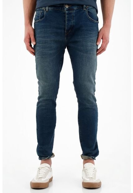 Tennis Jean Skinny Azul Tono Oscuro Para Hombre