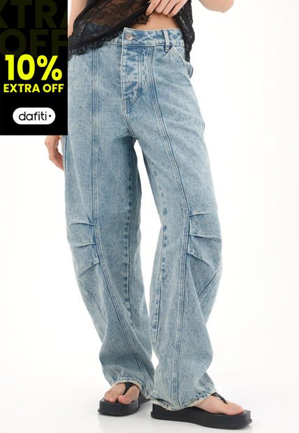 Jean Horseshoe De Tiro Bajo Azul Claro Para Mujer