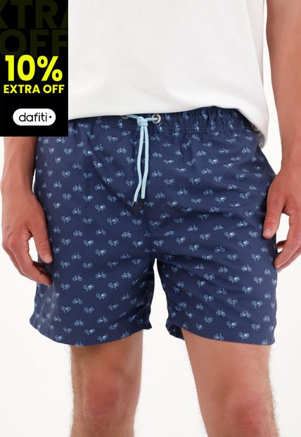 Pantaloneta Con Estampado De Bicicletas Para Hombre