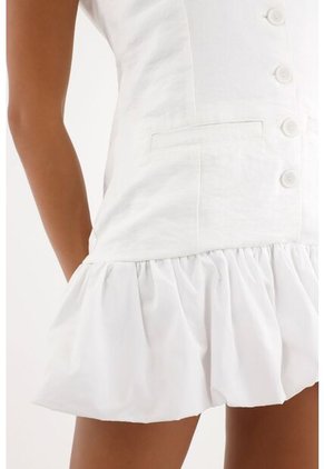 Tennis Vestido Blanco Corto Con Botones Para Mujer
