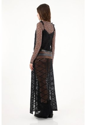 Tennis Vestido Negro En Encaje De Tiras Para Mujer