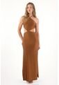 Vestido Largo Con Cut Out En Cintura Café Para Mujer de Tennis