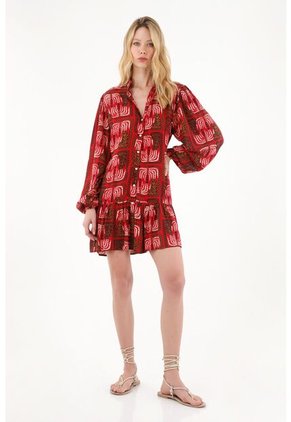 Tennis Vestido Corto Manga Larga Estampado Para Mujer