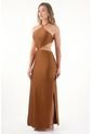 Vestido Largo Con Cut Out En Cintura Café Para Mujer de Tennis