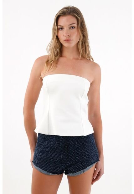 Tennis Camisa Strapless De Silueta A Crudo Para Mujer