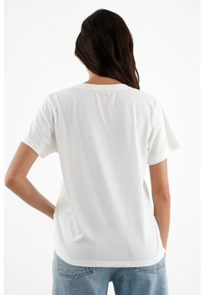 Camiseta Estampada Crudo Para Mujer