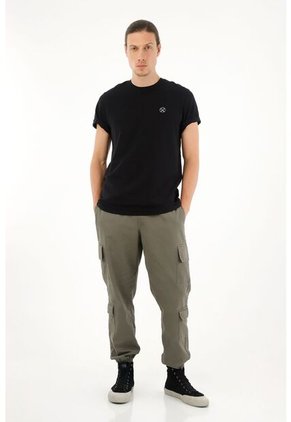 Tennis Camiseta Negra Estampada En Espalda Para Hombre