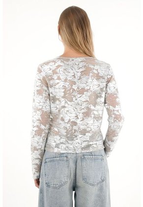 Camiseta Con Efecto Metalizado Manga Larga Para Mujer