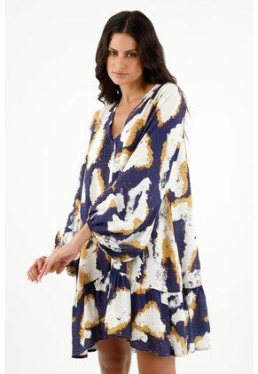 Vestido Manga Larga Estampado Para Mujer