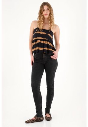 Tennis Jean Super Slim Negro Para Mujer