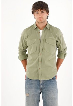 Tennis Camisa Con Bolsillos De Tapa Y Teñido Overdye Para Hombre