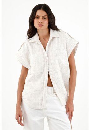 Chaleco Con Detalles Brillantes Blanco Para Mujer