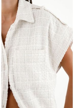 Chaleco Con Detalles Brillantes Blanco Para Mujer