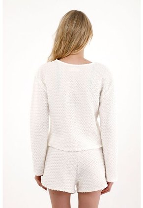 Tennis Camisa Manga Larga Con Tela Texturizada Crudo Para Mujer