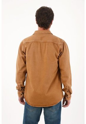 Tennis Chaqueta Tipo Camisa Con Efecto Vintage Café Para Hombre