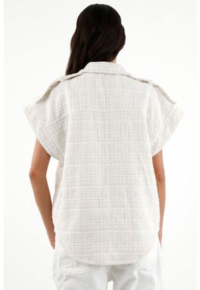 Chaleco Con Detalles Brillantes Blanco Para Mujer