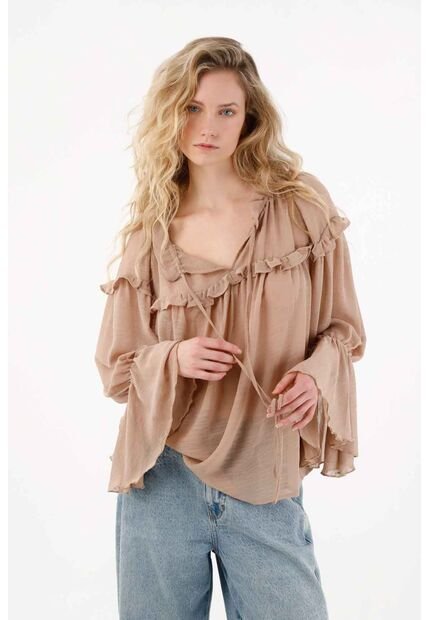 Tennis Camisa En Tela Chifón Con Boleros Rosada Para Mujer