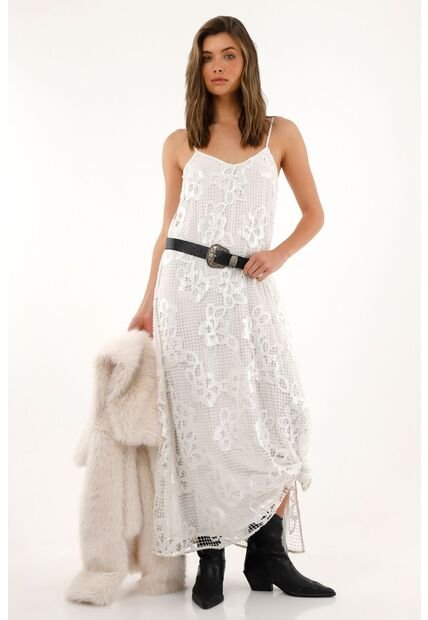 Tennis Vestido Largo En Tela Tipo Malla Con Brillo Para Mujer