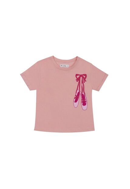 Camiseta Con Estampado Ballet Rosada Para Niña