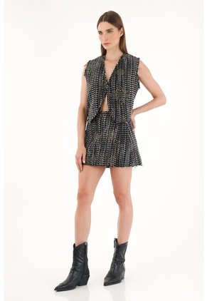 Tennis Chaleco Negro Tejido Para Mujer