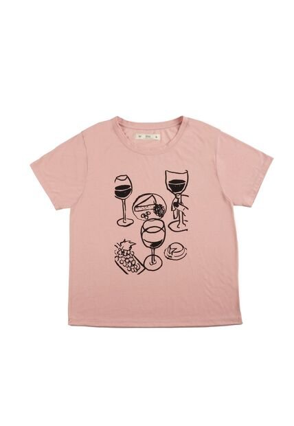 Camiseta Rosada De Manga Corta Para Mujer