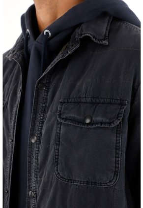 Tennis Chaqueta Negra De Textura Acolchada Para Hombre